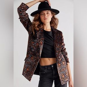 NWOT Free People velvet printed Ashby Blazer